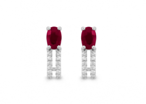 Brinco Ouro Branco Diamantes e Rubis